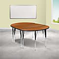 Flash Furniture Oval Wave Flexible Thermal Laminate 3-Piece Activity Table Set With Standard Height-Adjustable Legs, 30-1/4"H x 47-1/2"W x 76"D, Oak 1 thumbnail image