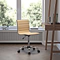 Flash Furniture Vinyl Low-Back Swivel Armless Task Chair, Tan/Gray