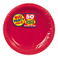 Amscan Plastic Dessert Plates, 7", Apple Red, 50 Plates Per Big Party Pack, Set Of 2 Packs