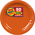 Amscan Plastic Plates, 10-1/4", Orange Peel, 50 Plates Per Big Party Pack, Set Of 2 Packs