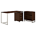 kathy ireland® Office by Bush Business Furniture Method 60"W Table Desk With Bookcase And Mobile File Cabinet, Century Walnut, Standard Delivery