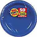 Amscan Plastic Plates, 10-1/4", Royal Blue, 50 Plates Per Big Party Pack, Set Of 2 Packs