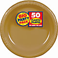 Amscan Plastic Plates, 10-1/4", Gold, 50 Plates Per Big Party Pack, Set Of 2 Packs