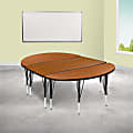 Flash Furniture Oval Wave Flexible Thermal Laminate 3-Piece Activity Table Set With Height-Adjustable Short Legs, 25-1/4"H x 47-1/2"W x 76"D, Oak 1 thumbnail image