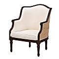 bali & pari Ornella Traditional French Fabric and Wood Accent Chair, Beige/Dark Brown