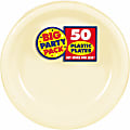 Amscan Plastic Plates, 10-1/4", Vanilla Crème, 50 Plates Per Big Party Pack, Set Of 2 Packs