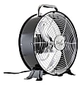 Vie Air 12" 2-Speed High-Velocity Retro Drum Fan, 14"H x 12"W x 5-3/4"D, Black