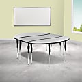 Flash Furniture Oval Wave Flexible Thermal Laminate 3-Piece Activity Table Set With Standard Height-Adjustable Legs, Gray