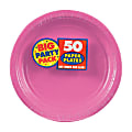 Amscan Big Party Pack 7" Round Paper Plates, Bright Pink, 50 Plates Per Pack, Set Of 2 Packs