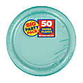 Amscan Big Party Pack 7" Round Paper Plates, Robin's Egg Blue, 50 Plates Per Pack, Set Of 2 Packs