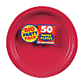 Amscan Big Party Pack 7" Round Paper Plates, Apple Red, 50 Plates Per Pack, Set Of 2 Packs
