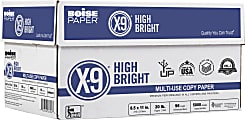 Boise® X-9® High Bright Multi-Use Printer & Copier Paper, Letter Size (8 1/2" x 11"), 5000 Total Sheets, 96 (U.S.) Brightness, 20 Lb, White, 500 Sheets Per Ream, Case Of 10 Reams