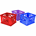 Storex Premium Storage Crate, Medium Size, 10 1/2" x 14 3/10 x 17 3/10", Assorted Bright, Carton Of 3 1 thumbnail image