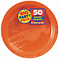 Amscan Big Party Pack 9" Round Paper Plates, Orange Peel, 50 Plates Per Pack, Set Of 2 Packs