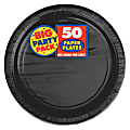 Amscan Big Party Pack 9" Round Paper Plates, Jet Black, 50 Plates Per Pack, Set Of 2 Packs