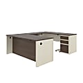 Bestar Prestige + 72”W U-Shaped Executive Computer Desk With Pedestal, White Chocolate/Antigua 1 thumbnail image