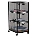 Mind Reader Rolling File Cart with 3 Removable Drawers, 25"H x 14"W x 11"L, Black