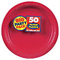 Amscan Big Party Pack 9" Round Paper Plates, Apple Red, 50 Plates Per Pack, Set Of 2 Packs