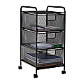 Mind Reader Rolling Storage Cart with 3 Removable Drawers, 25" H x 13-1/4" W x 12-3/4" L, Black 1 thumbnail image