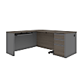 Bestar Prestige + 72”W L-Shaped Corner Desk With Pedestal, Bark Gray/Slate 1 thumbnail image