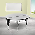 Flash Furniture Circle Wave Flexible Thermal Laminate 2-Piece Activity Table Set With Height-Adjustable Short Legs, 25-1/4"H x 47-1/2"W x 24"D, Gray