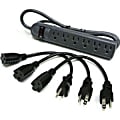 C2G 6-Outlet Surge Suppressor with (3) 1ft Outlet Saver Power Extension Cords - Receptacles: 6 x NEMA 5-15R - 270J 1 thumbnail image