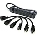 C2G 6-Outlet Surge Suppressor with (3) 1ft Outlet Saver Power Extension Cords - Receptacles: 6 x NEMA 5-15R - 270J