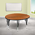 Flash Furniture Circle Wave Flexible Thermal Laminate 2-Piece Activity Table Set With Height-Adjustable Short Legs, 25-1/4"H x 47-1/2"W x 24"D, Oak 1 thumbnail image