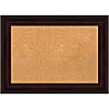 Amanti Art Rectangular Non-Magnetic Cork Bulletin Board, Natural, 29” x 21”, Coffee Bean Brown Plastic Frame