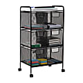 Mind Reader Metal Mesh 6-Drawer Utility Cart, 29" H x 11" W x 16" D, Black