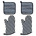 Better Houseware Striped Oven Mitt and Pot Holder Kit, Black 1 thumbnail image