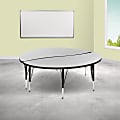 Flash Furniture Circle Wave Flexible Thermal Laminate 2-Piece Activity Table Set With Height-Adjustable Short Legs, 25-1/4"H x 60"W x 30"D, Gray 1 thumbnail image