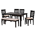 Baxton Studio Florencia Modern Fabric/Finished Wood 6-Piece Dining Set, Beige/Espresso Brown