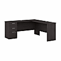 Bestar Ridgeley 65"W L-Shaped Corner Desk With Storage, Charcoal Maple