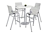KFI Studios KOOL Round Pedestal Table With 4 Stacking Chairs, 41"H x 36"D, Designer White/Light Gray 1 thumbnail image