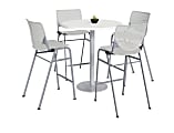 KFI Studios KOOL Round Pedestal Table With 4 Stacking Chairs, 41"H x 36"D, Designer White/Light Gray