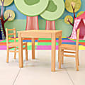 Flash Furniture Kids Solid Wood Table And Chair Set, Natural