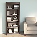 Bestar Ridgeley 72"H 5-Shelf Bookcase, Medium Gray Maple