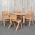 Flash Furniture 24'' Square Plastic Height-Adjustable Activity Table With 4 Chairs, Natural