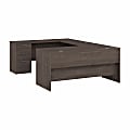 Bestar Ridgeley 65”W U-Shaped Computer Desk, Medium Gray Maple 1 thumbnail image