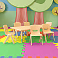 Flash Furniture Plastic Height-Adjustable Rectangular Activity Table With 6 Chairs, Natural