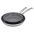 Henckels Clad H3 2-Piece Stainless Steel Ceramic Nonstick Fry Pan Set, 8” And 10”, Silver 1 thumbnail image