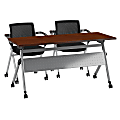 Bush Business Furniture 60"W x 24"D Folding Training Table With Set Of 2 Folding Chairs, Hansen Cherry/Cool Gray Metallic, Premium Installation 1 thumbnail image