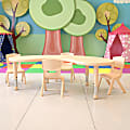 Flash Furniture Half-Moon Plastic Height-Adjustable Activity Table Set With 4 Chairs, 23-3/4"H x 35"W x 65"D, Natural 1 thumbnail image