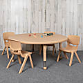 Flash Furniture Round Plastic Height-Adjustable Activity Table And 4 Chair Set, 23-3/4" x 45", Natural