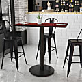 Flash Furniture Laminate Rectangular Table Top With Round Bar-Height Table Base, 43-1/8"H x 24"W x 42"D, Mahogany/Black