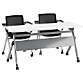 Bush Business Furniture 60"W x 24"D Folding Training Table With Set Of 2 Folding Chairs, White/Cool Gray Metallic, Premium Installation