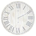 Elegant Designs Wood Plank Rustic Coastal Wall Clock, 23", Whitewash