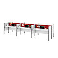 Bestar Pro-Biz 183"W 6-Person Computer Desk Office Cubicles With Tack Boards And Low Privacy Panels, Red/White