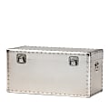 Baxton Studio Metal Storage Trunk With Handles, 13 15/16" x 29 3/4" x 13 15/16",  Silver